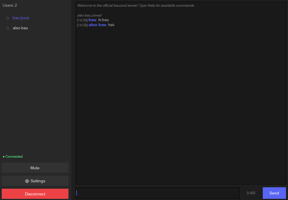 baucord main interface